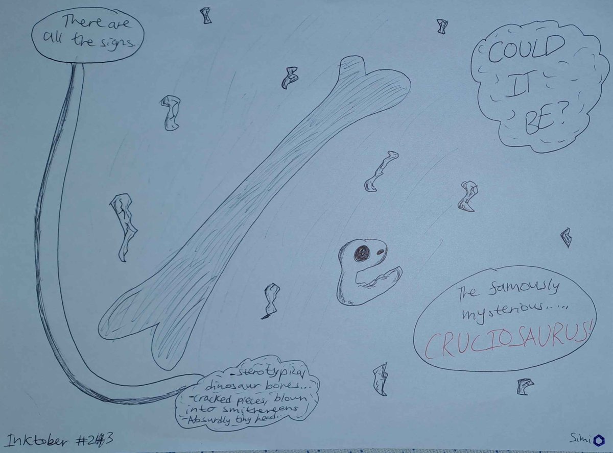Day 23 of #inktober #inktober2024 
Rust
Bones do not rust, they decay and I also don't know where Shunnash was going with the small head joke but the bone does look good with its shading.