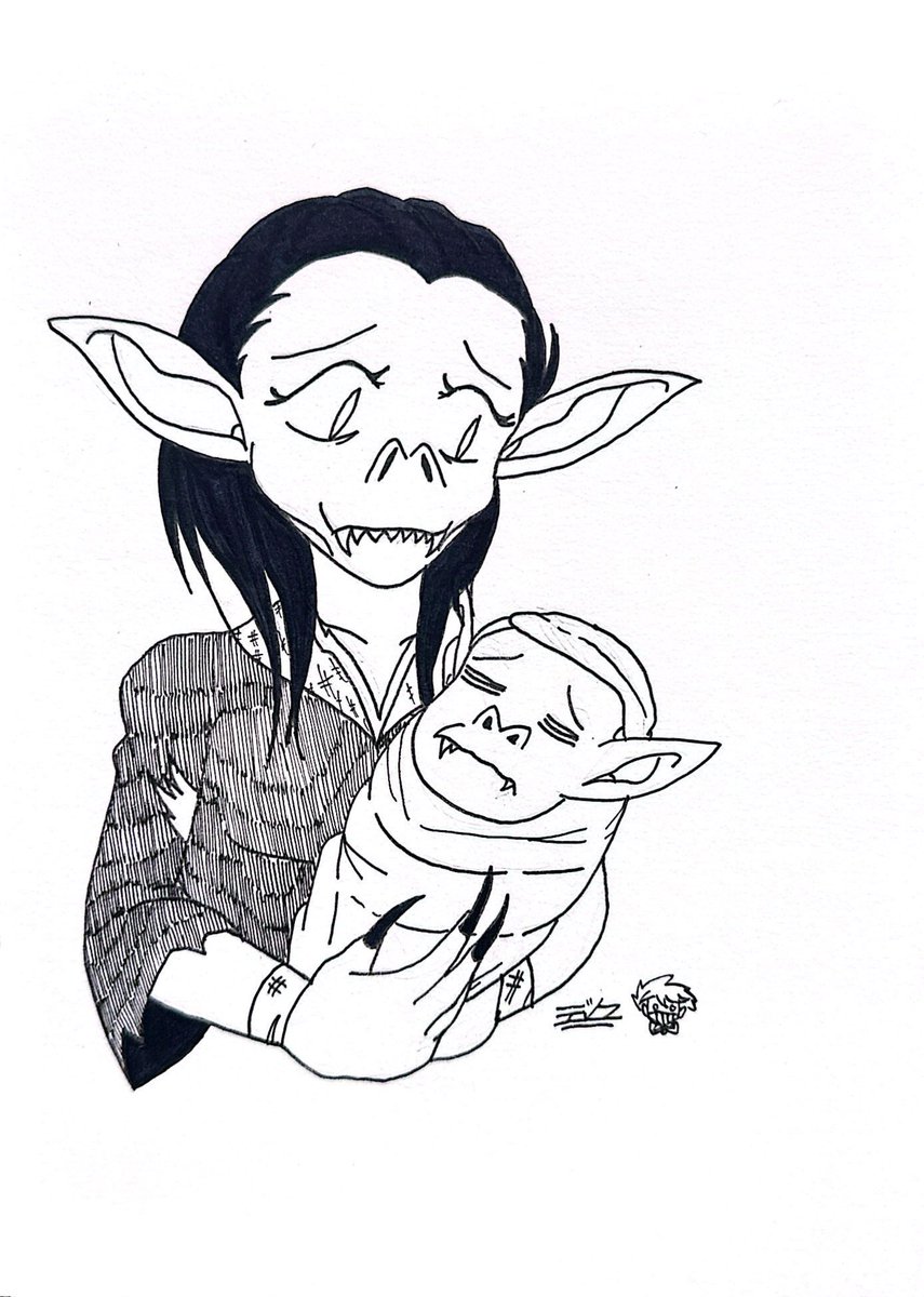 Mollusk_Shell's tweet photo. #Tolkientober Day 29 and #TolkienTrewsday Week 88: Children

An orc mother cradles her child. Inspired by an illustration of Alan Lee from his ‘The Lord of the Rings Sketchbook.’ https://t.co/B9ZoqEi0nW