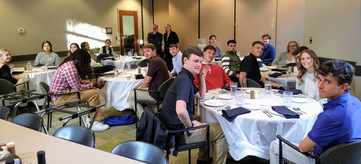 KSkledar's tweet photo. Business Etiquette Dinner @lakeeriecollege provided a great opportunity for students to hone their soft skills. Thanks to Miss Deb for instructing us and for @LakeErieStorm coaches for allowing students to attend. #UTMC Marketing Club https://t.co/lM57uR8Gfx
