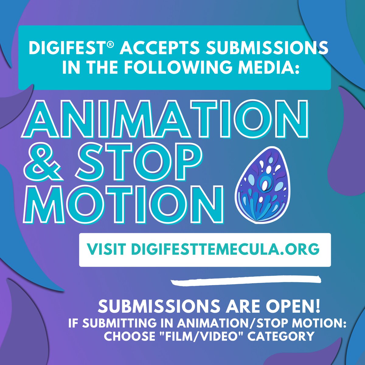 DigifestTemecu's tweet photo. Happy International Animation Day! 🎞️ Calling all animators and stop-motion creators! Don’t miss your chance to enter your work into DigiFest Temecula 2025 for a chance to win a Digi Award! 🏆 Visit https://t.co/hjGWR7QoKB for more information on how to submit. https://t.co/e229lNWk3d