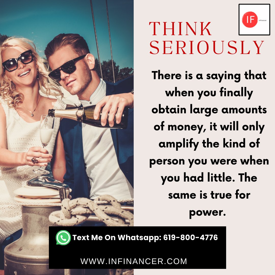 InFinancer's tweet photo. There is a saying that when you finally obtain large amounts of money, it will only amplify the kind of person you were when you had little. The same is true for power. #mindset #habit #action #growthmindset #money #power #coaching https://t.co/zH89s2tvQY