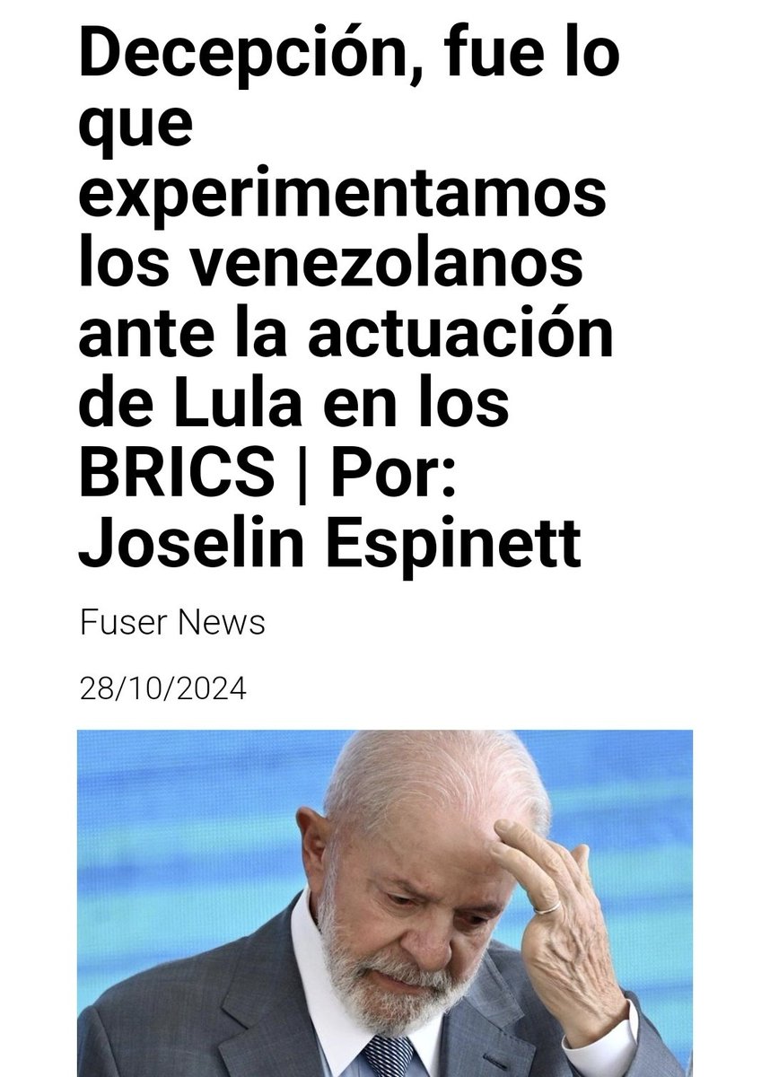 A pesar de que Venezuela reunió todas las condiciones para calificar en los BRICS, no salimos del asombro de la traición por parte de Lula da Silva, quien se valió de mentiras para justificar su ausencia en la XVI Cumbre de los BRICS.