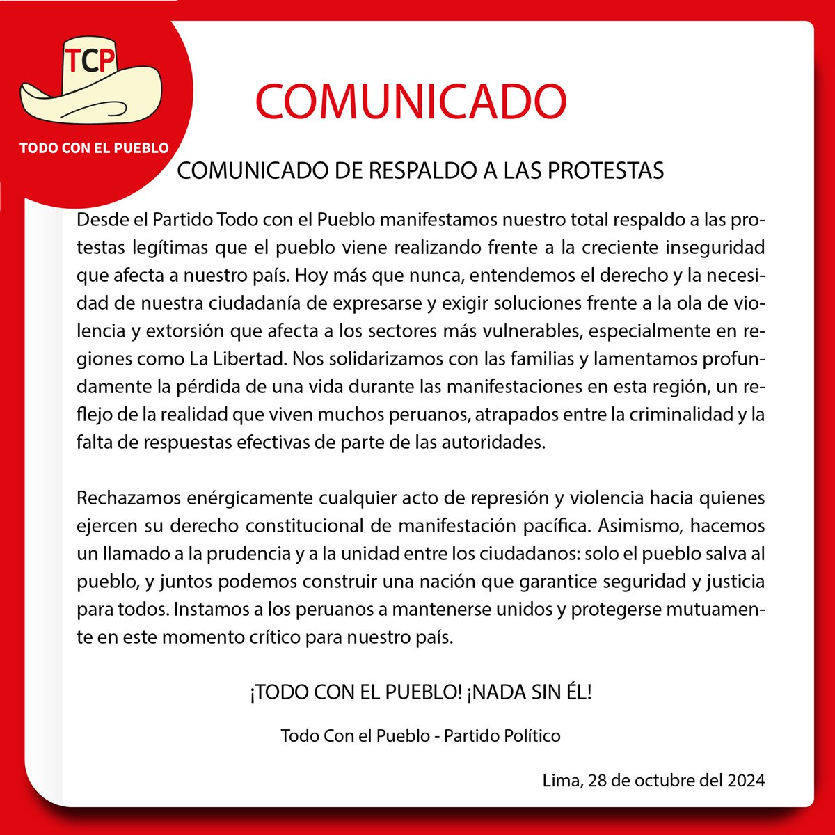 Comunicado de respaldo #Chao