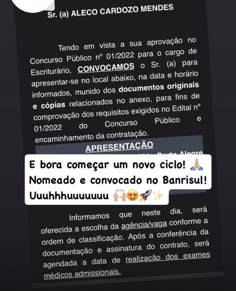 AlecoMendes's tweet photo. NOMEADO e CONVOCADO pela primeira vez na minha vida de concurseiro. Fui chamado justamente para o primeiro dos 12 concursos que fiz há um ano e meio, agora visto a camisa do Banrisul. Persistência e paciência! #concurso 🙏🏼📚🚀✨ https://t.co/nH5H00D7Tm