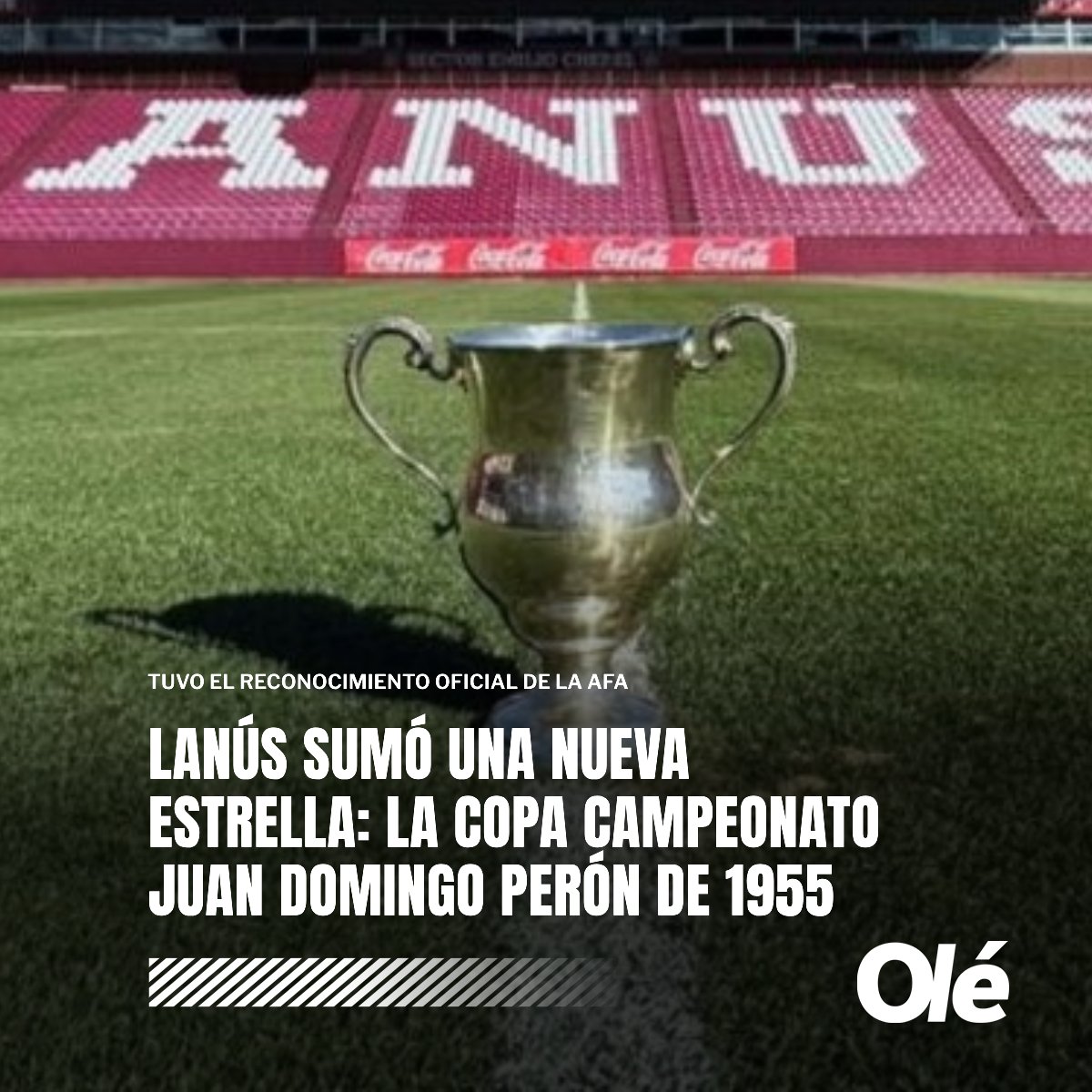 DiarioOle's tweet photo. 🟤🏆 NUEVA ESTRELLA DE LANÚS

🆕 El Granate sumó su séptima estrella: la AFA le reconoció la Copa Campeonato Juan Domingo Perón de 1955, un torneo de doble eliminación 

⭐️ El club difundió en sus redes el escudo con siete estrellas https://t.co/8v0NdB0poh