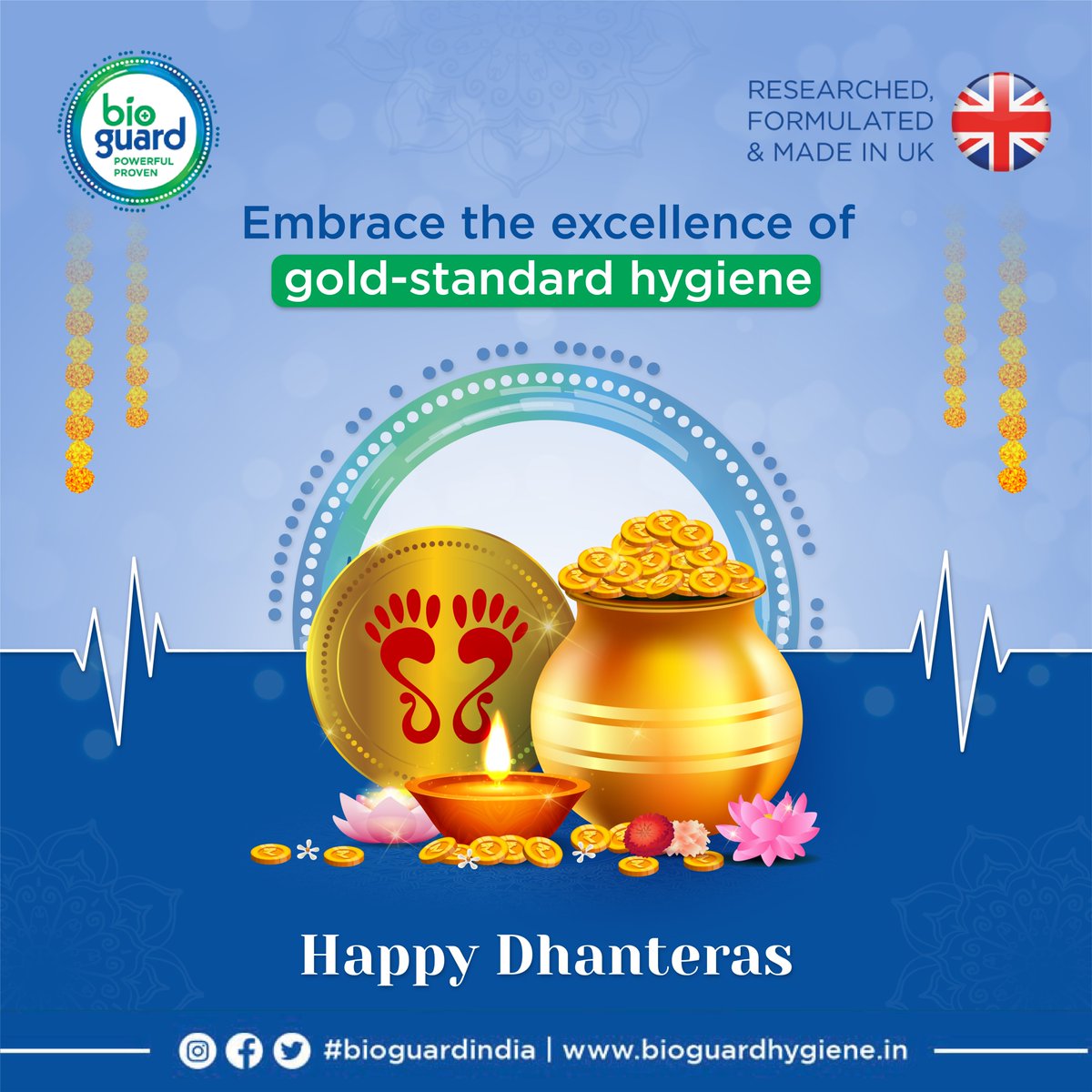 BGSHygieneIndia's tweet photo. This Dhanteras, as you celebrate the arrival of wealth and prosperity, prioritise the safety of healthcare staff and patients with Bioguard's gold-standard disinfectant solutions.
We wishes you all a very Happy Dhanteras!
#Dhanteras2024  #Wealth #health #GoldStandardDisinfectants https://t.co/7sDexLVBX1