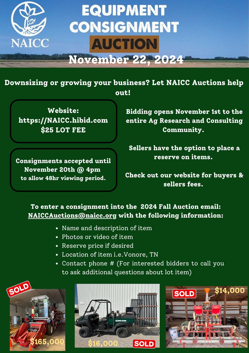 Mark your calendars for the NAICC Fall Auction November 22nd at naicc.hibid.com