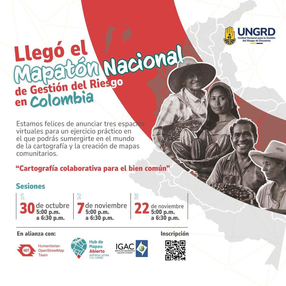 OSM_Colombia's tweet photo. En Ecuador y Perú ya sucedió, ¡ahora es el turno de #Colombia! Iniciamos nuestro propio mapatón nacional para construir juntos la cartografía base de nuestros municipios, herramienta esencial para mejorar la gestión de riesgos 👉🏼¡Inscríbete!  https://t.co/PvMEWgdK2c #UNGRD #IGAC https://t.co/UOBJO4qrjr