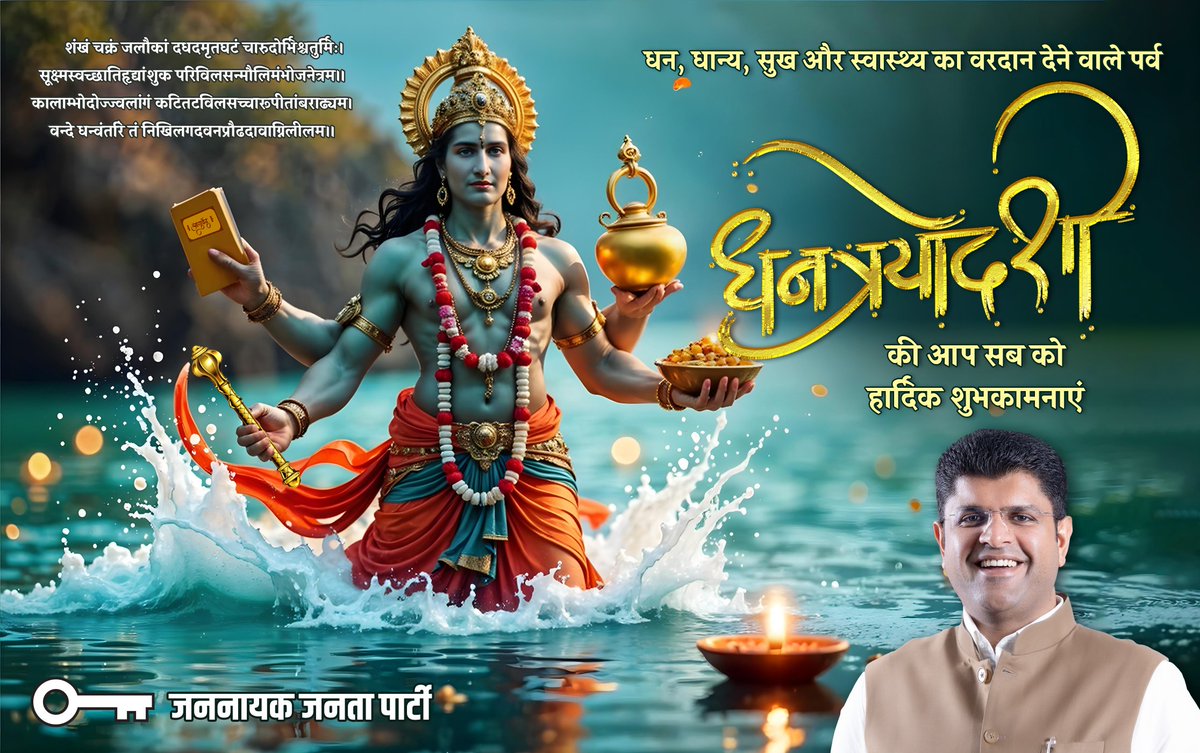 Dchautala's tweet photo. धन, धान्य, सुख और स्वास्थ्य का वरदान देने वाले पर्व धन त्रयोदशी की आप सभी को हार्दिक शुभकामनाएं। आपके परिवार को समस्त सुखों, खुशियों की प्राप्ति हो यही हमारी कामना है। https://t.co/qBvFiM2RCs