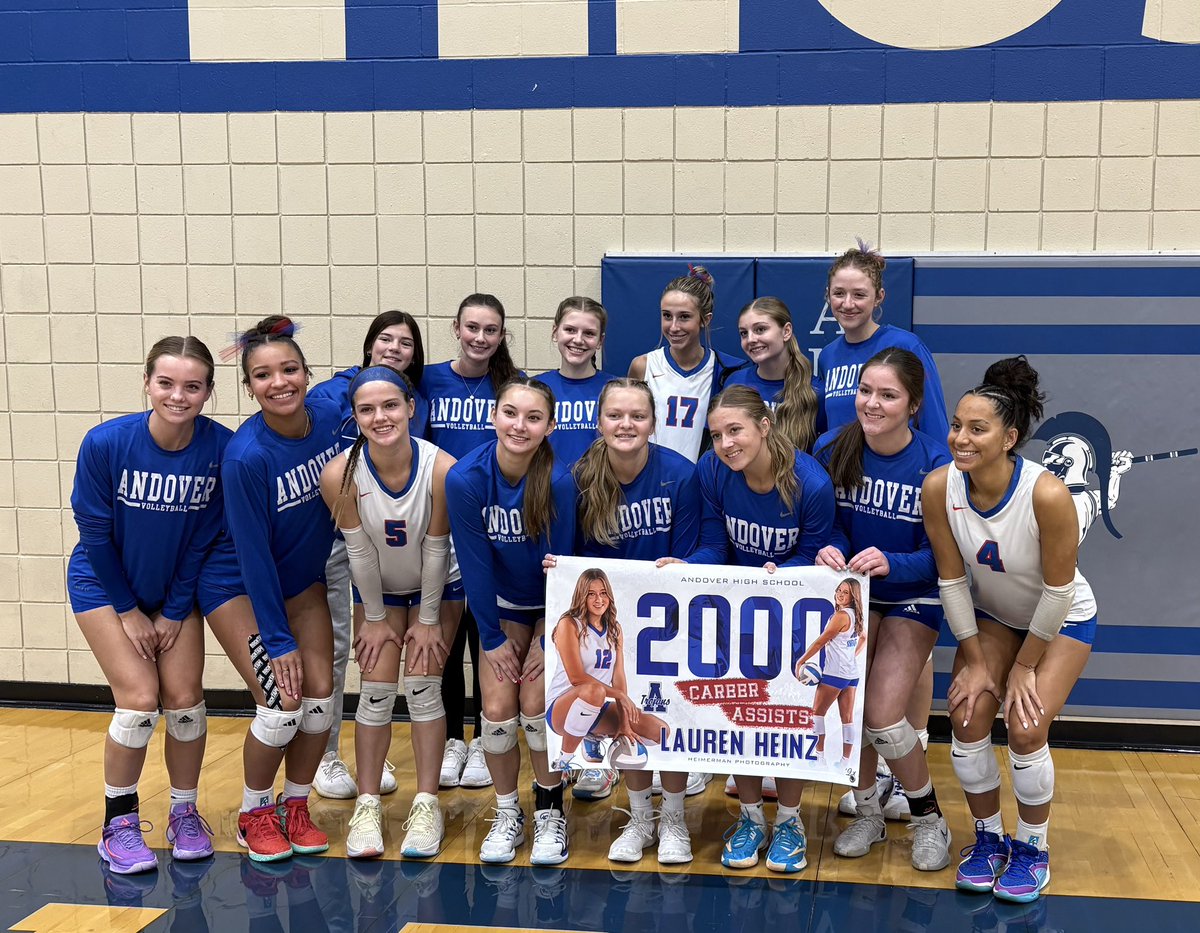 midwest_1776's tweet photo. Lauren Heinz, senior at Andover HS, surpassed 2,000 career assists and 500 digs. The Trojans are 31-4 and punched their ticket to 5A state volleyball for the 2nd time in as many years. #sportsinkansas https://t.co/aYDSxCKEGl