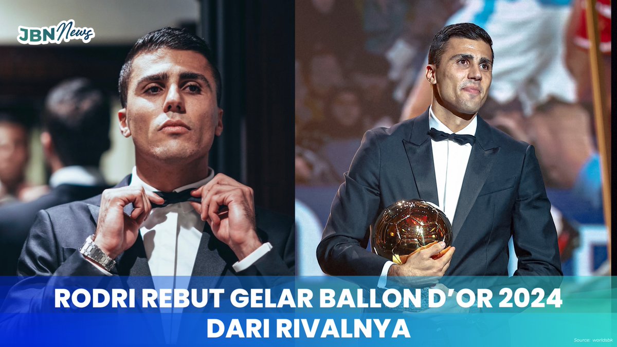 IndibizJBN's tweet photo. #JBNNews 

Rodri berhasil menjadi pemenang ballon d'or 2024 setelah mengalahkan dengan rivalnya vini dari madrid 

#Rodri4BallonDor #BallonDor #Champions #Madrid #ManCity #indibiz #indibizJBN https://t.co/nXC51wnng2