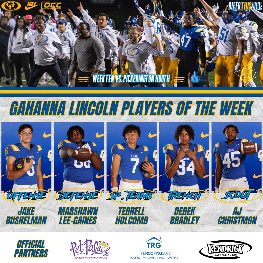 GahannaFootball (@gahannafootball) on Twitter photo Week 10 POW, for the OCC Ohio Champs! Congratulations to you and your teammates for winning your 3rd straight title! #WeAreLions #BleedThisBlue <a href="/GLHS_Athletics/">Gahanna Lincoln Athletics</a> Week 10 POW, for the OCC Ohio Champs! Congratulations to you and your teammates for winning your 3rd straight title! #WeAreLions #BleedThisBlue <a href="/GLHS_Athletics/">Gahanna Lincoln Athletics</a>