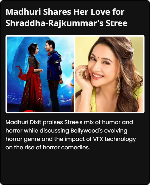 nmbuzzofficial's tweet photo. Latest Updates 
#MadhuriDixit #Stree #BollywoodHorror #VFXTechnology #HorrorComedyEvolution https://t.co/uA9xkrlj4w