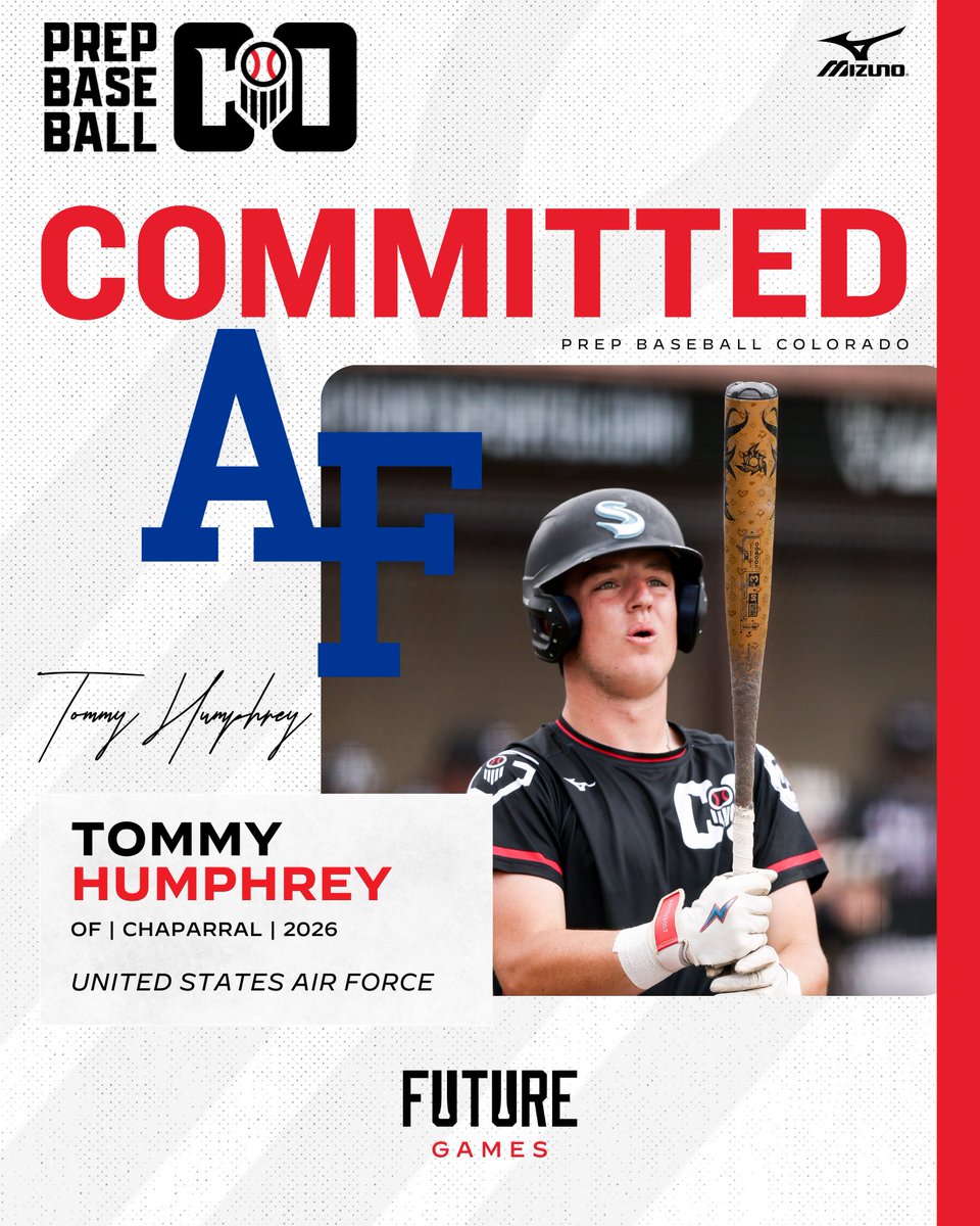 Prep Baseball Colorado (@prepbaseball_co) on Twitter photo 🚨𝐂𝐎𝐌𝐌𝐈𝐓𝐌𝐄𝐍𝐓 𝐀𝐋𝐄𝐑𝐓🚨
'26 OF Tommy Humphrey (Chaparral) has announced his commitment to The United States Air Force 🇺🇸
Humphrey is a Future Games standout who comes with over a 96 mph EV and a 6.7 60 yard dash 🔥
👤: loom.ly/HYcJLNQ | <a href="/TommyHumphrey27/">Tommy Humphrey</a> 🚨𝐂𝐎𝐌𝐌𝐈𝐓𝐌𝐄𝐍𝐓 𝐀𝐋𝐄𝐑𝐓🚨
'26 OF Tommy Humphrey (Chaparral) has announced his commitment to The United States Air Force 🇺🇸
Humphrey is a Future Games standout who comes with over a 96 mph EV and a 6.7 60 yard dash 🔥
👤: loom.ly/HYcJLNQ | <a href="/TommyHumphrey27/">Tommy Humphrey</a>
