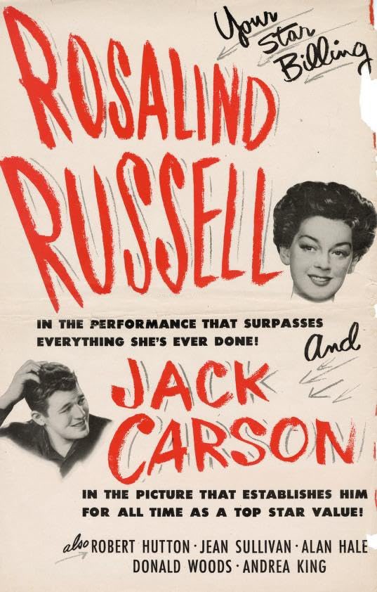 FrankMalfitano's tweet photo. 1 MORE FINAL? LIST OF 100 FILMS I LOVE (IN NO ORDER) 39: Since always dependable #JackCarson would have been 114 2day, here’s a warmhearted episodic 1945 #comedydrama based on strong willed woman’s memoir looking at her up & down life with ever 👏 #RosalindRussell in top form 🎞️ https://t.co/mpFtkPuhV9