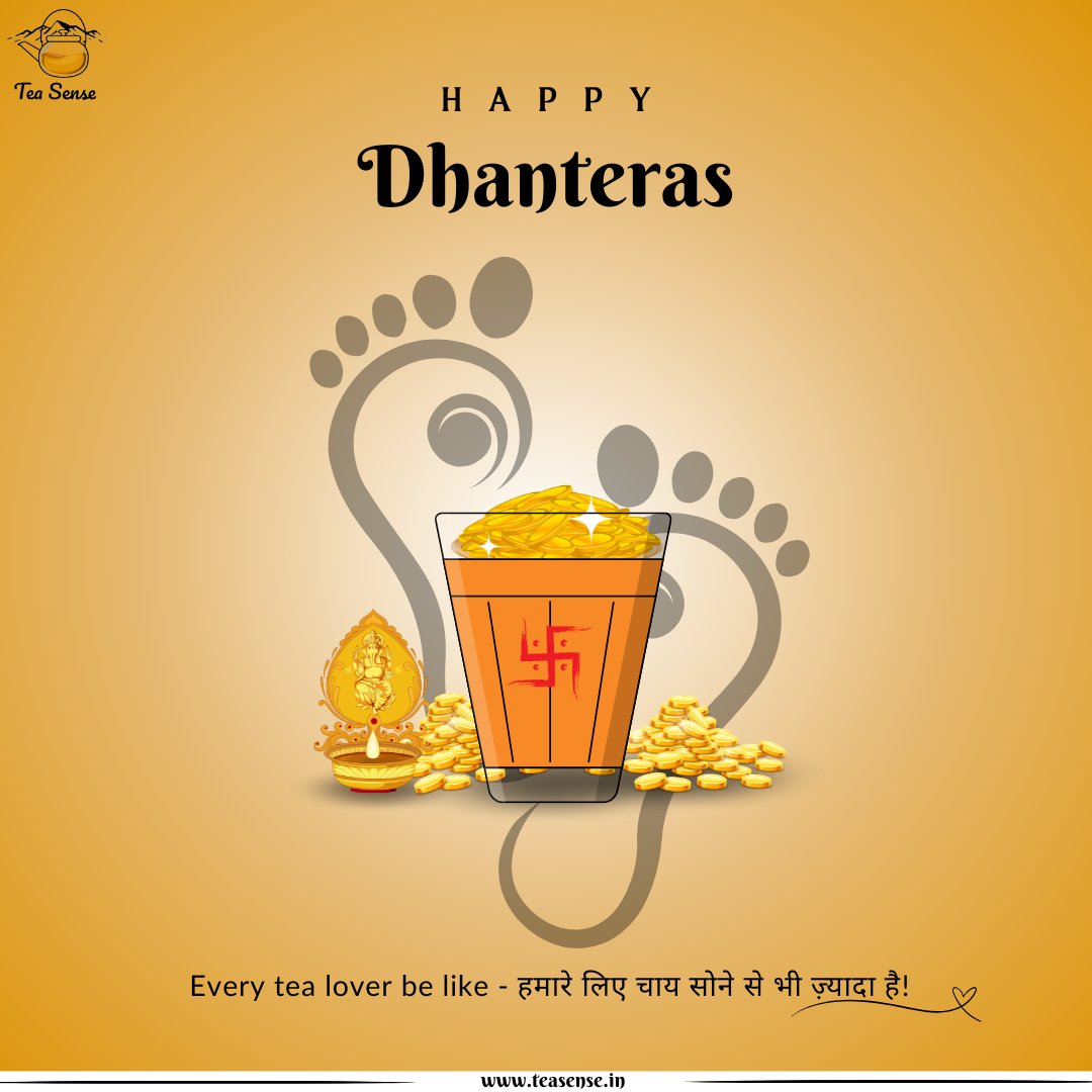 theteasense's tweet photo. Happy Dhanteras! May your life be as rich and delightful as our finest brews!

#teasense #tea #chai #dhanteras #diwali #happydhanteras #festival #india #dhanteraswishes #happydiwali #indianfestival https://t.co/uK6qEASHN9