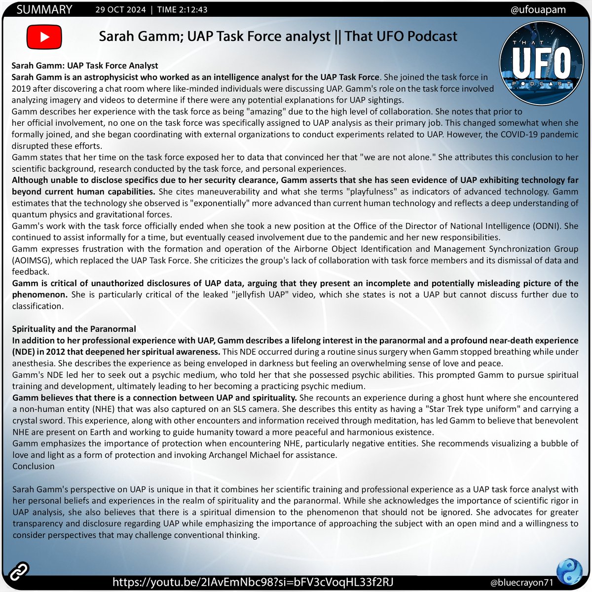 bluecrayon71's tweet photo. Sarah Gamm; UAP Task Force analyst || That UFO Podcast @ufouapam
๐ https://t.co/iCO401jdGR
#UFOs #UAP #Pentagon #IntelligenceCommunity #NGA #SAR #Astrophysics #TheXFiles #Scully #Mulder #NationalSecurity #Disclosure #UAPTaskForce #AARO #ODNI #BrownMountainLights #SarahGamm https://t.co/r6hebnfjtV