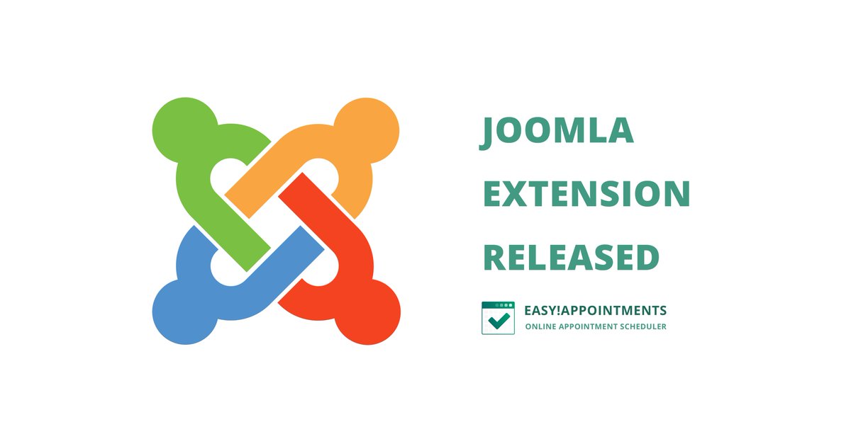 EasyAppts's tweet image. 🚀 @joomla Extension Released! 🚀

We’re thrilled to announce the launch of Easy!Appointments Joomla Extension 🎉

Add the booking form into your Joomla pages with just a few clicks! 

easyappointments.org/blog/new-jooml…

#OnlineAppointmentScheduling