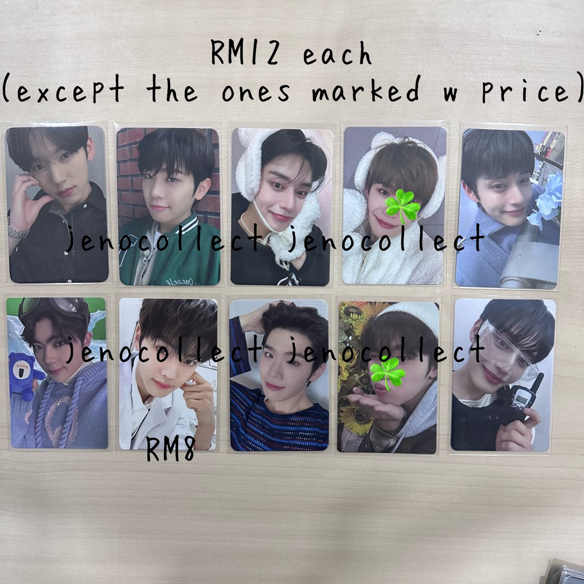 jenocollect's tweet photo. want to sell wts zerobaseone pc

- price stated excluding local postage
- on hand, only message if you are not sensitive with flaws 
- all available except the ones marked with ☘️
- pls read tnc before claiming! 
- dm to claim

#pasarzb1 #pasarzb1my https://t.co/YWiKNEUXBc