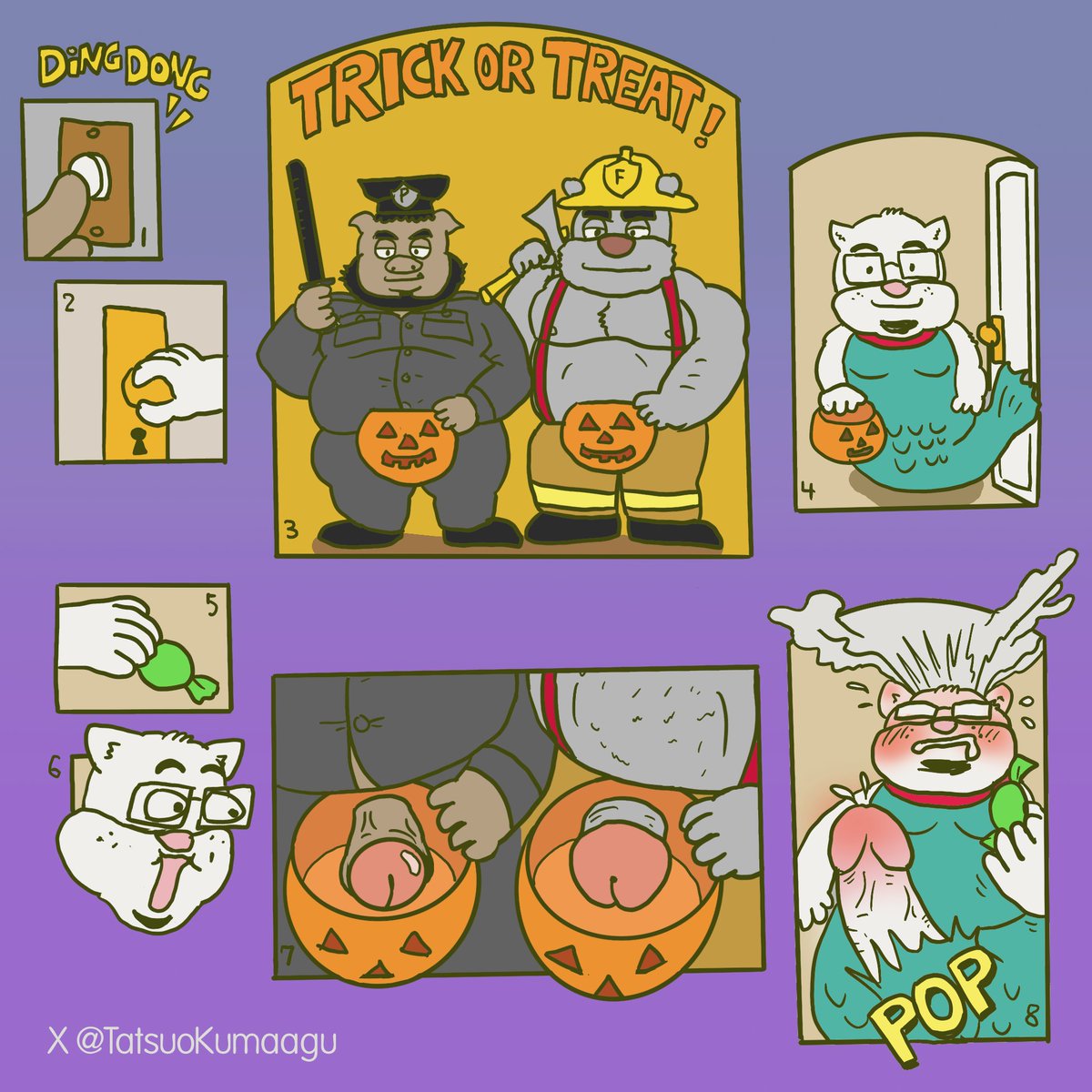 TatsuoKumaagu's tweet photo. Happy #Halloween
#gaycomic #bearcomic #nsfw #furry #furrycomic https://t.co/N4H0V1tvDs