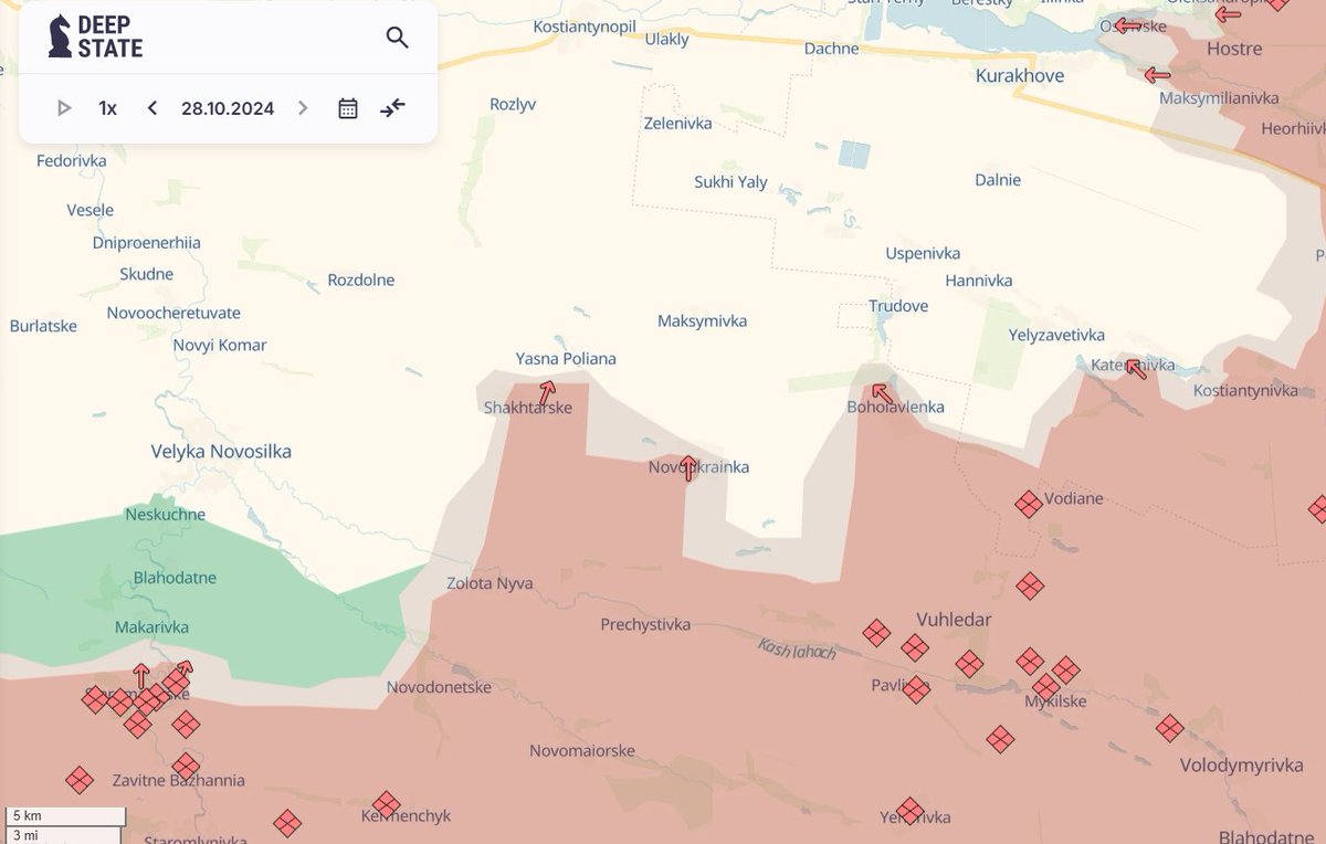 ArmedMaidan's tweet photo. ‼Emergency at Vuhledar‼

A large orc force has advanced up to 10 km west+north of Vuhledar in 5 days

Wild Hornets are rushing drones to outnumbered🇺🇦forces here. Let's send more

The first 150 reposts of my post will be entered in a raffle to name a @wilendhornets Interceptor

🇺🇦 forces are inflicting huge losses on the invaders thanks in large part to FPV drones (including @wilendhornets) as the enemy generally has to attack over open ground. But many more FPVs are needed💥

Join the Wild Hornets raffle for FPV drones for the Bulava drone unit of the Presidential Brigade. They've been fighting in this area for two years and are one of the most highly decorated drone units in Ukraine. Raffle details in post below👇

You can donate to Wild Hornets via our convenient new Way For Pay page: https://t.co/j4PQTRZGDR (credit cards‚ Apple Pay or Google Pay)

It took me just 45 seconds to send funds!

Another new donation option is on our Linktree page: https://t.co/G0H2TyH07l

You can also help by quote tweeting or reposting my post and the post below🐝

Drones are in many cases virtually the only indirect fire support for Ukrainian infantry. Your support saves Ukrainian lives💪

Purchases at the Wild Hornets merch store count for raffle tickets, not including the shipping cost (just reply or DM a screenshot of the receipt to @wendehopes): https://t.co/ZYTBI6mgfg

Donations to name a Wild Hornet also count for raffle tickets (again, DM or reply the screenshot to @wendehopes): 
https://t.co/LOzfJfwes4

If you have trouble donating, please DM me for info on bank transfers to Wild Hornets, Wise, Payoneer or (for Canadians) bank Interac e-transfers

Maps source: https://t.co/X0MLxgpLaS