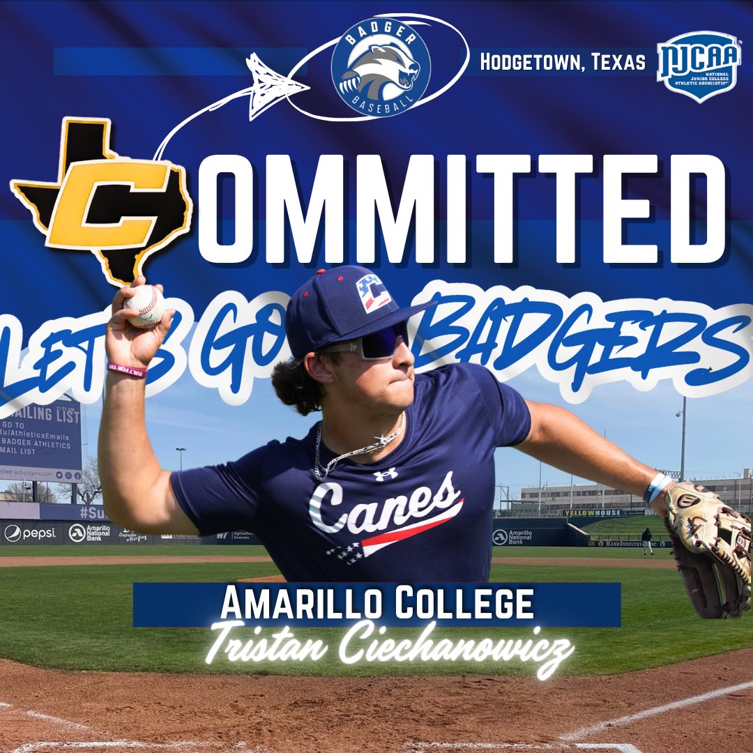 canes_recruits's tweet image. Congratulations to 2025 Tristan Ciechanowicz (@TristanCZ12) on his commitment to @ACBaseball806 

#CanesCommit #CanesSW #Badgers #AmarilloCollege #TristanCiechanowicz