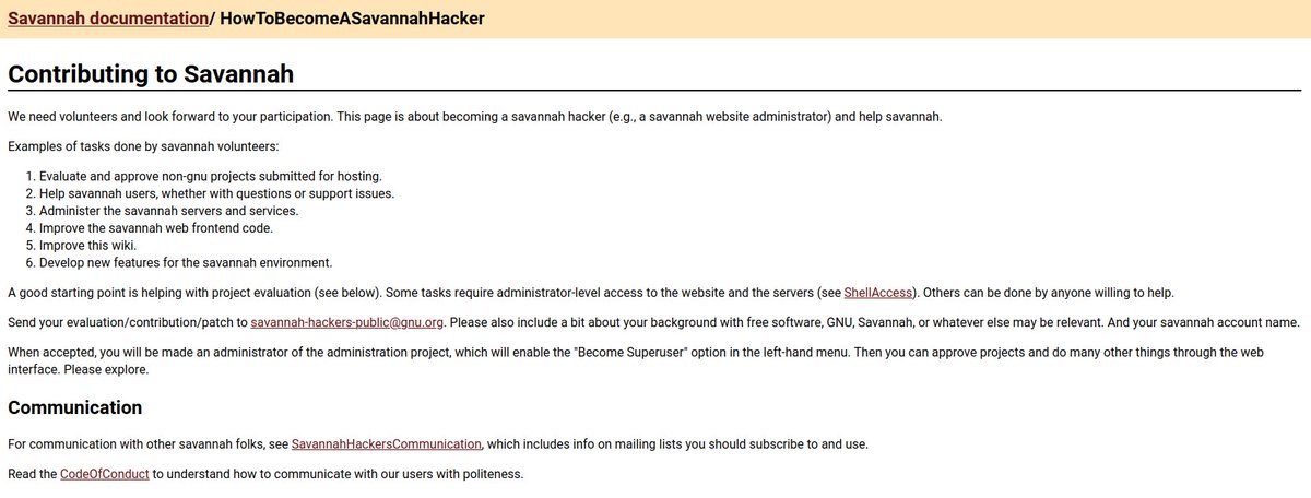 Savannah is looking for #hackers! Help is needed for project submission evaluations, working on and improving the Web UI, documentation, and more! Read how you can become a Savannah Hacker and become a part of this important part of #softwarefreedom at u.fsf.org/hkr