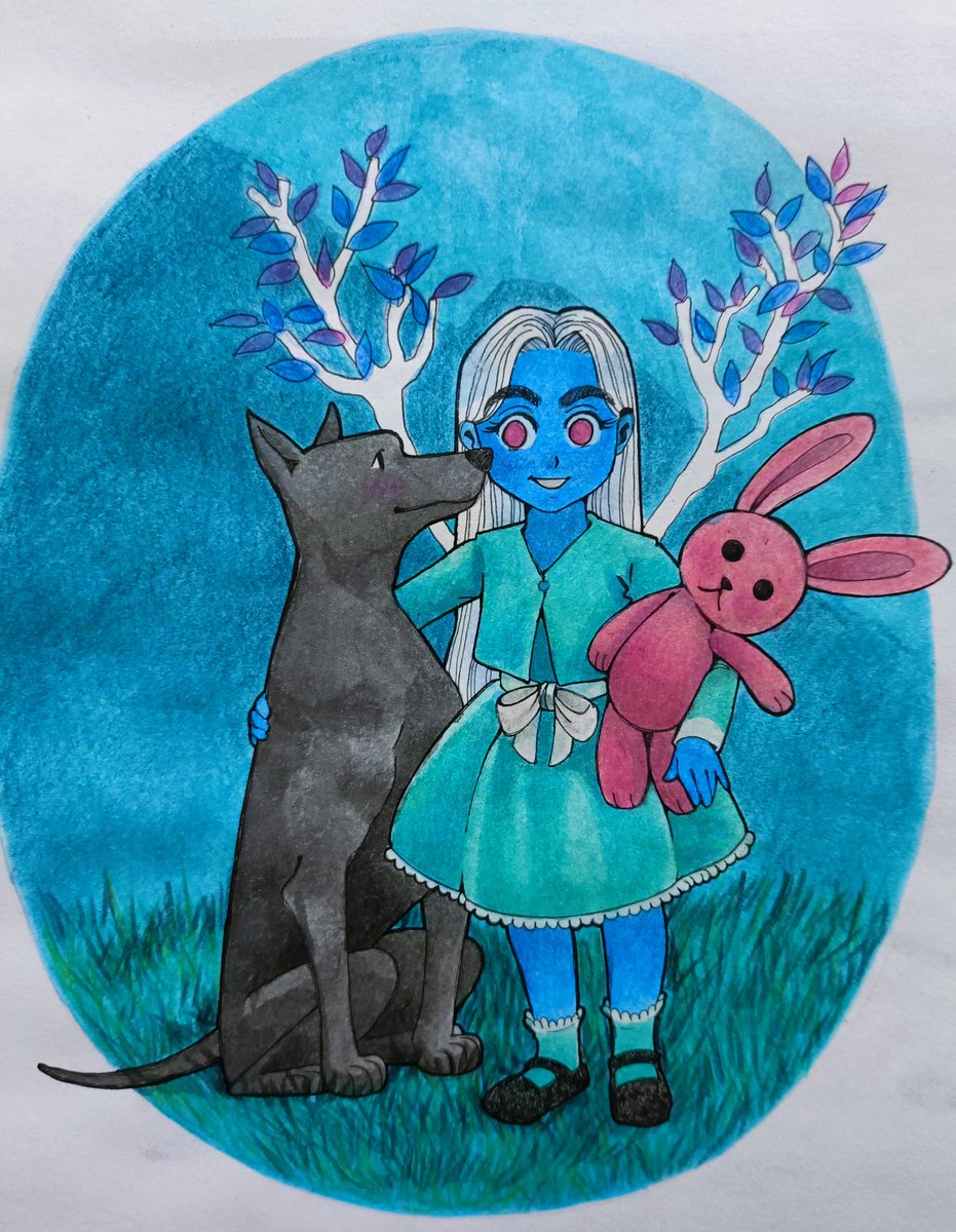 Siguiendo con el #Loretober2024. Y atrasada como siempre, aquí está el día 15: Infante/Infancia. En esta ocasión con Cerbero y Melinoe, porque me gusta la idea de que el guardián del Inframundo sea especialmente protector con la pequeña princesa. 🤭

Personajes de Rachel Smythe