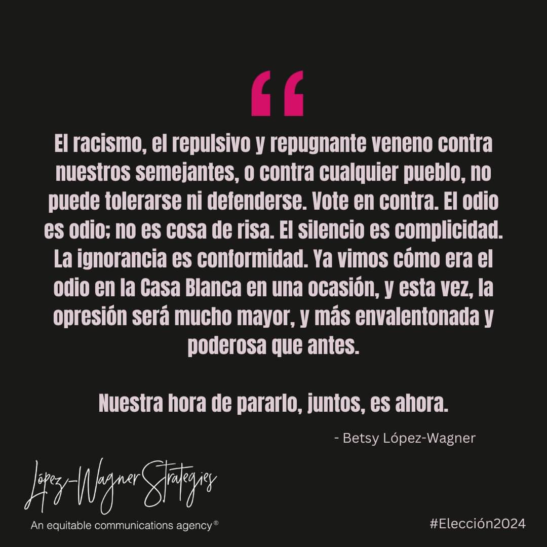equitablecomms's tweet photo. Las siguientes palabras sobre las Elecciones de 2024 han sido compartidas por nuestra fundadora y principal. | The following words on the 2024 Election have been shared by our founder and principal.

#GOTV #2024Election #Elección2024 #equitablecomms https://t.co/NxFLtVniKJ