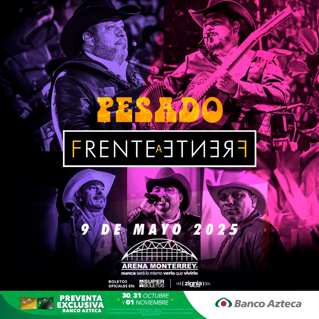 tiemporegionl's tweet photo. #CONCIERTOS |🔥 @grupo_pesado en la @ArenaMtyOficial 🔥 09 de MAYO te traerán su #FRENTEAFRENTE #TOUR 📍 #PreVenta 30, 31 de OCT y 1 de NOV en https://t.co/bgDE8D2Oz4 con TC #BancoAzteca 📍 Venta Gral el SAB 2 de NOV

#tiemporegio #comparte #pesado #arenamonterrey @Zignialive_ https://t.co/wJL5HjxjyZ