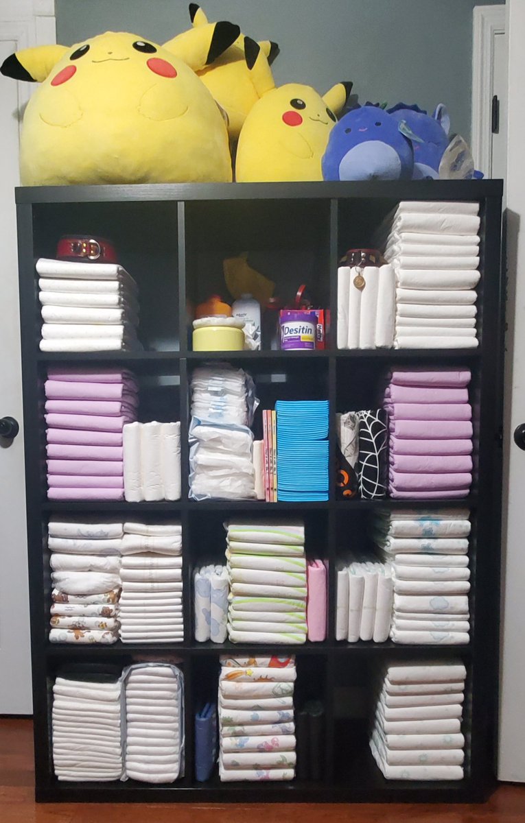 soggyshimp's tweet photo. diap stash shelf upgraded and organized 💜 https://t.co/Bx6gQ85k4R