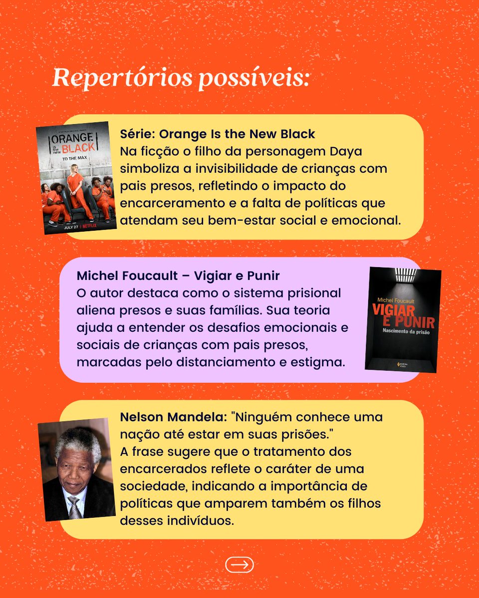 profderedacao_'s tweet photo. E se o tema da redação do ENEM for sobre invisibilidade de crianças na convivência com pais privados de liberdade? 🔥

Veja os repertórios e argumentos que selecionei pra te inspirar ⬇️ https://t.co/RokOqVpwBX
