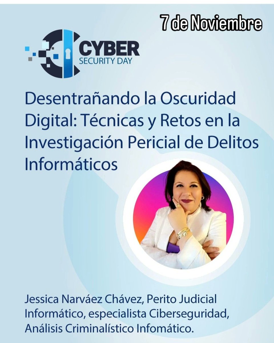 jnarvaezch's tweet photo. El próximo 7 de Noviembre estaré en el Cybersecurity Day de @isaca_santiago junto a gfabdes exponentes. Sigue este evento internacional. https://t.co/Zlpd0kImlk