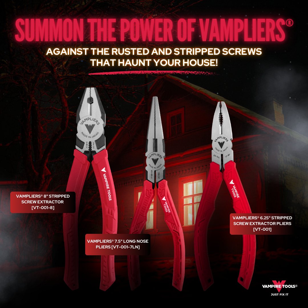 Vampire_Tools's tweet image. Are stubborn screws giving you nightmares? We&apos;ve got the solution for quick and easy screw removal—our screw extractor pliers! Get 13% off ALL screw extractors on our website—use code BITE13 at checkout! tinyurl.com/ser259hw
#vampiretools #tools #handtools #pliers #Halloween