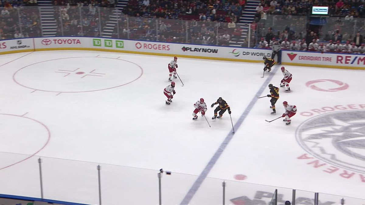 Phew.

Vancouver scored and it looked like they were going to have their first lead of the night, but Rod Brind'Amour and the video coaches take it off the board with a successful challenge.

We play on at 1-1 with 10:45 to go in the first.