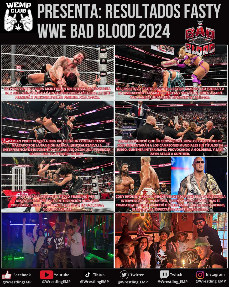 Wrestling_EMP's tweet photo. Aprovechando que estamos cerca al evento de @WWE #CrownJewel, les dejamos el resumen de #WWE #BadBlood 🩸
#WEMP Resultados Fasty: #WWEBadBlood (5-10-2024)
Comenten su lucha o segmento favorito del evento👀
#LuchaLibre #ProWrestling https://t.co/f14vRThrXu
