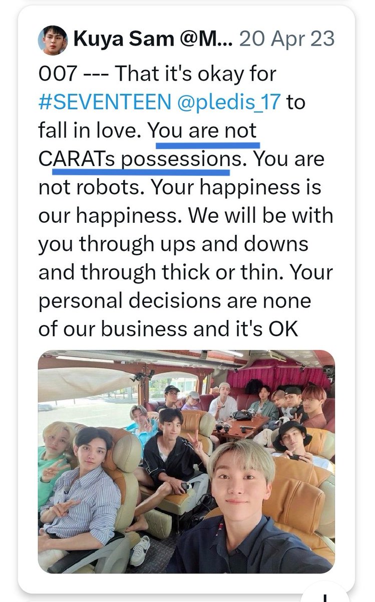 MyBias_Gyu's tweet photo. "We are not your commodities" -- SEUNGKWAN

A bit glad that my fave and I are on the same page. Nobody owns them. They were not dubbed as Self-producing idols for no reason. And I will protect and fight SVT against HYBE at all cost for sure. HYBE was never part of the equation... https://t.co/sXgnuquSnT