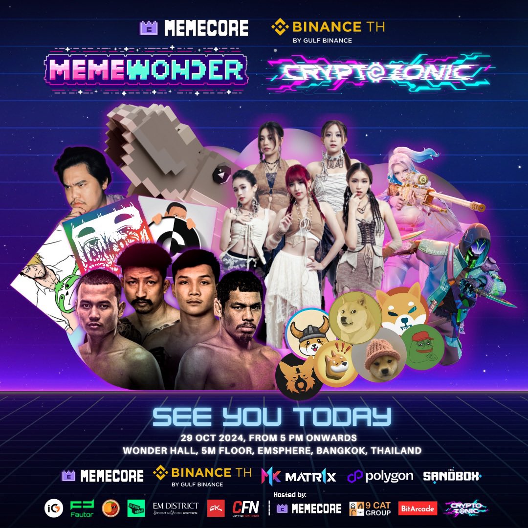 MemeWonder TH (@memewonder_) on Twitter photo TODAY at 17.00! π Join us at the press conference for πππ¦πππ¨π§πππ« 2024, Asiaβs first Metertainment experience by MemeCore and Binance TH π₯
Exclusively at the press conference:
π€ Meme Supercycle Crypto Talk by
- <a href="/nutchanon_eth/">Bank | CryptoZonic |</a>, CEO and Co-Founder of BitArcade
- TODAY at 17.00! π Join us at the press conference for πππ¦πππ¨π§πππ« 2024, Asiaβs first Metertainment experience by MemeCore and Binance TH π₯
Exclusively at the press conference:
π€ Meme Supercycle Crypto Talk by
- <a href="/nutchanon_eth/">Bank | CryptoZonic |</a>, CEO and Co-Founder of BitArcade
-