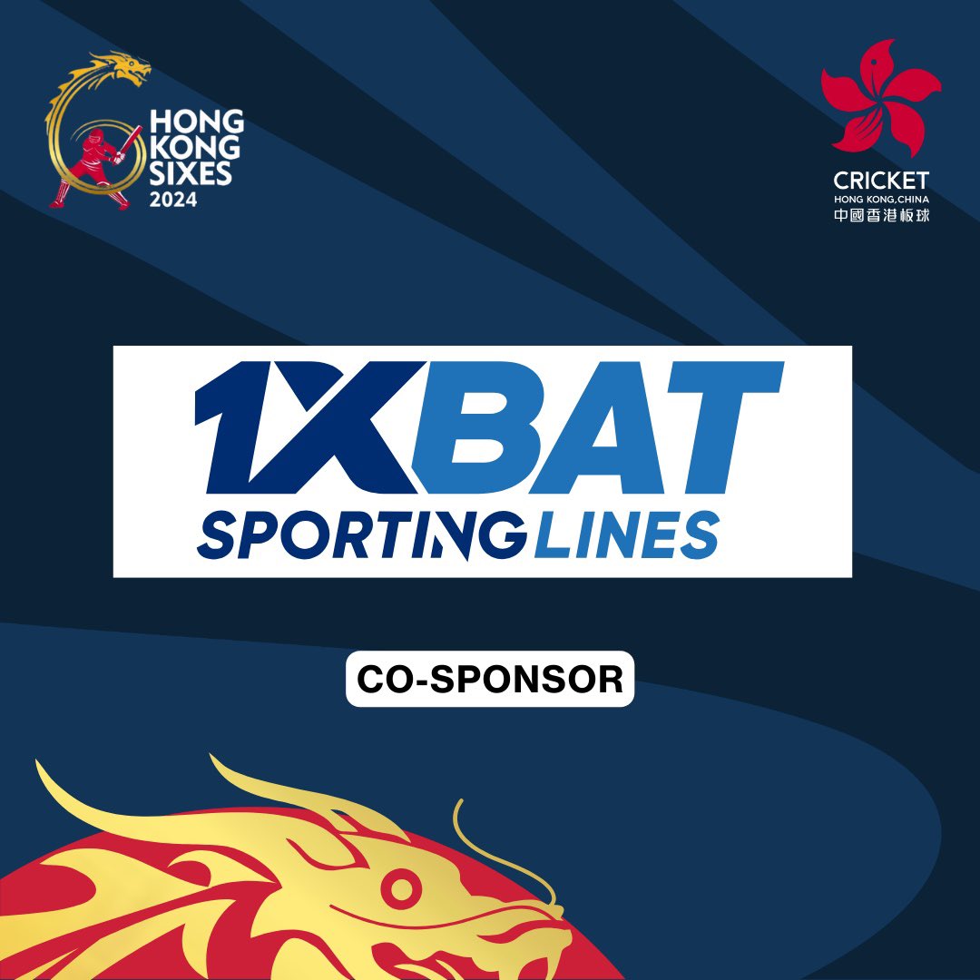 CricketHK's tweet photo. We are proud to announce 1xbat Sporting Lines as our co-sponsor for The Hong Kong Sixes! 🏏
Tickets available now at #HKTicketing https://t.co/T6XzgnLlqW
#HongKongSixes #Cricket #1xBatSportingLines https://t.co/KrElHhLrAT