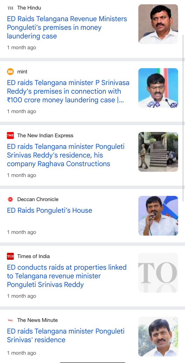 KTRBRS's tweet photo. One Month since ED raids on Telangana Revenue Minister Ponguleti 

Not a single word from @dir_ed or BJP or Congress!! No case filed even after media reports of huge quantity of money being found etc 

Right after the raids, Adani was in Hyderabad and had a secret meeting with Minister Ponguleti 

What’s the quid pro quo here?
Any guesses?