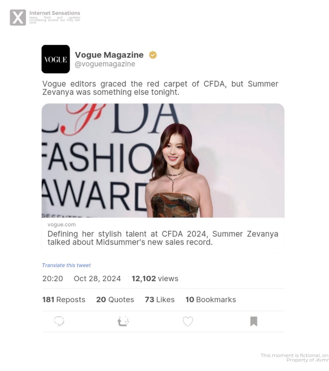 LaVogueBeau's tweet photo. ⠀⠀⠀ 
Updates on 𝗫.

https://t.co/LiwN9v7fqs attends the 2024 CFDA Awards ✨️ with her own design, Midsummer. She revealed the new revenue level of her breakthrough clothing line.
⠀⠀⠀ https://t.co/X8W1MH0Ygb