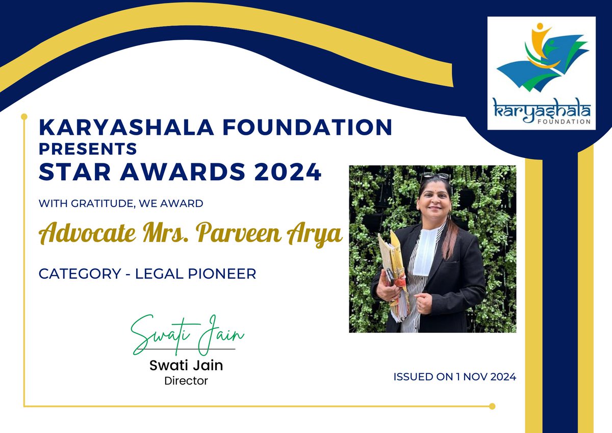 Karyashala_Fdn's tweet photo. We're thrilled to announce the winners of 'Star Awards 5.0 2024,' hosted by Karyashala Foundation on the auspicious day of Diwali, 1st November 2024.

Congratulations to all the recipients! 🎉

#KaryashalaFoundation #StarAwards2024 #Awards #Certificates #DiwaliAnnouncement https://t.co/GkA6Wjlg6b
