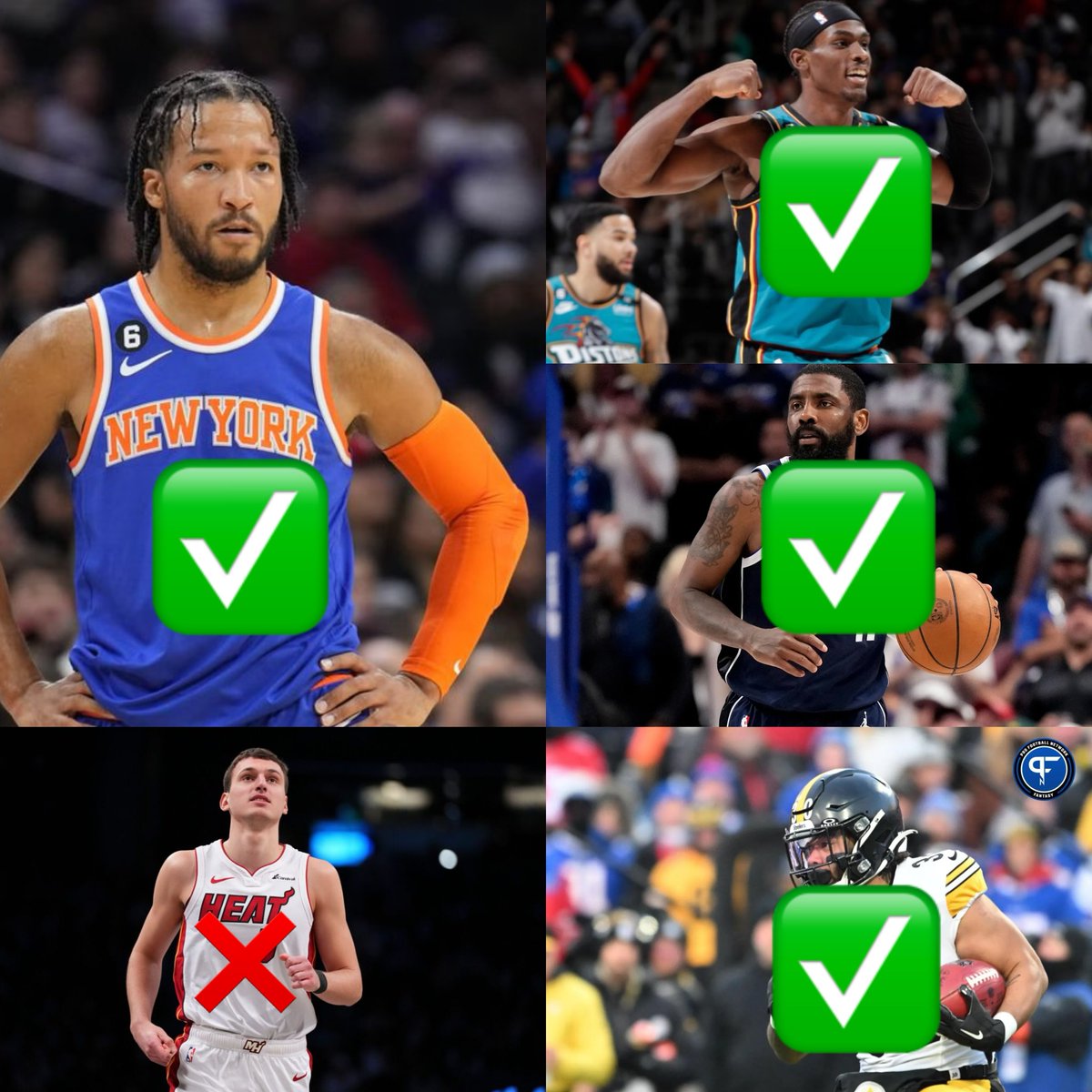 austinsprops's tweet photo. $50 to SOMEONE WHO LIKES⬇️

Another Great NBA/NFL DAY💰

✅Kyrie Irving 29.5 PRA “O”
✅Jalen Brunson 7.5 Asts “U”
✅Jalen Duren Dbl Dbl “Yes”
✅Jaylen Warren 29.5 Rush Yds “O”✅✅
❌Nikola Jovic 12.5 PR “O”

WE ARE COOKING ON BOTH SPORTS DAILY!🔥

❤️if you want LATE NIGHT PROPS! https://t.co/vmN1vp8QbU