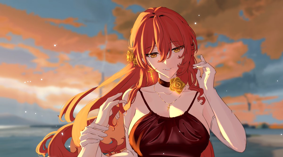 _juukyuu's tweet photo. "I was right" 

"About what?"

"Your hair." Kafka threads her fingers through it, relished in the feeling of silky locks against bare skin. "It's aflame." 

#kafhime #hsr https://t.co/w689Ilj9IA