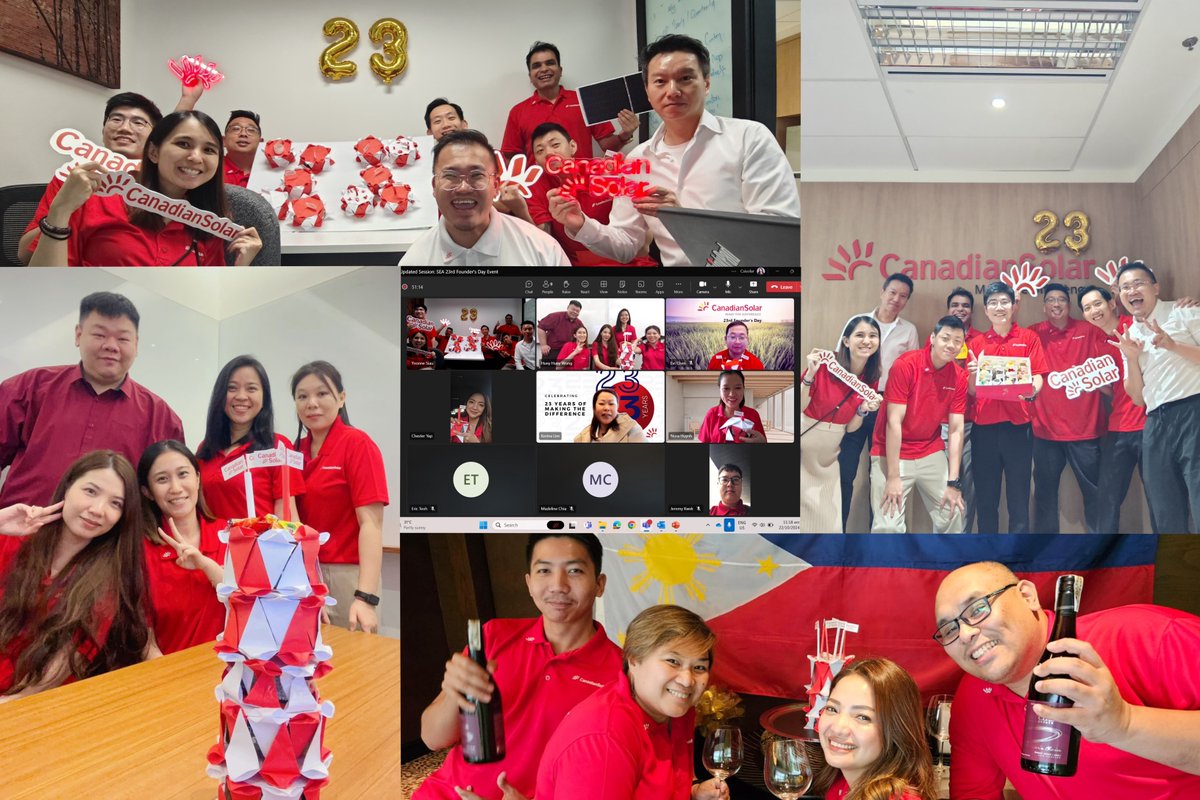 Canadian_Solar's tweet photo. 🎉 Canadian Solar APAC teams united to celebrate our 23rd Founder’s Day! 🎂 Across the region, each team marked the occasion in a special way.
#FoundersDay #CanadianSolarAPAC #APACTeam #Sustainability #Teamwork #CustomerSuccess #ProudTeam #CanadianSolarAU #CanadianSolarSEA https://t.co/CzFveS5yhe