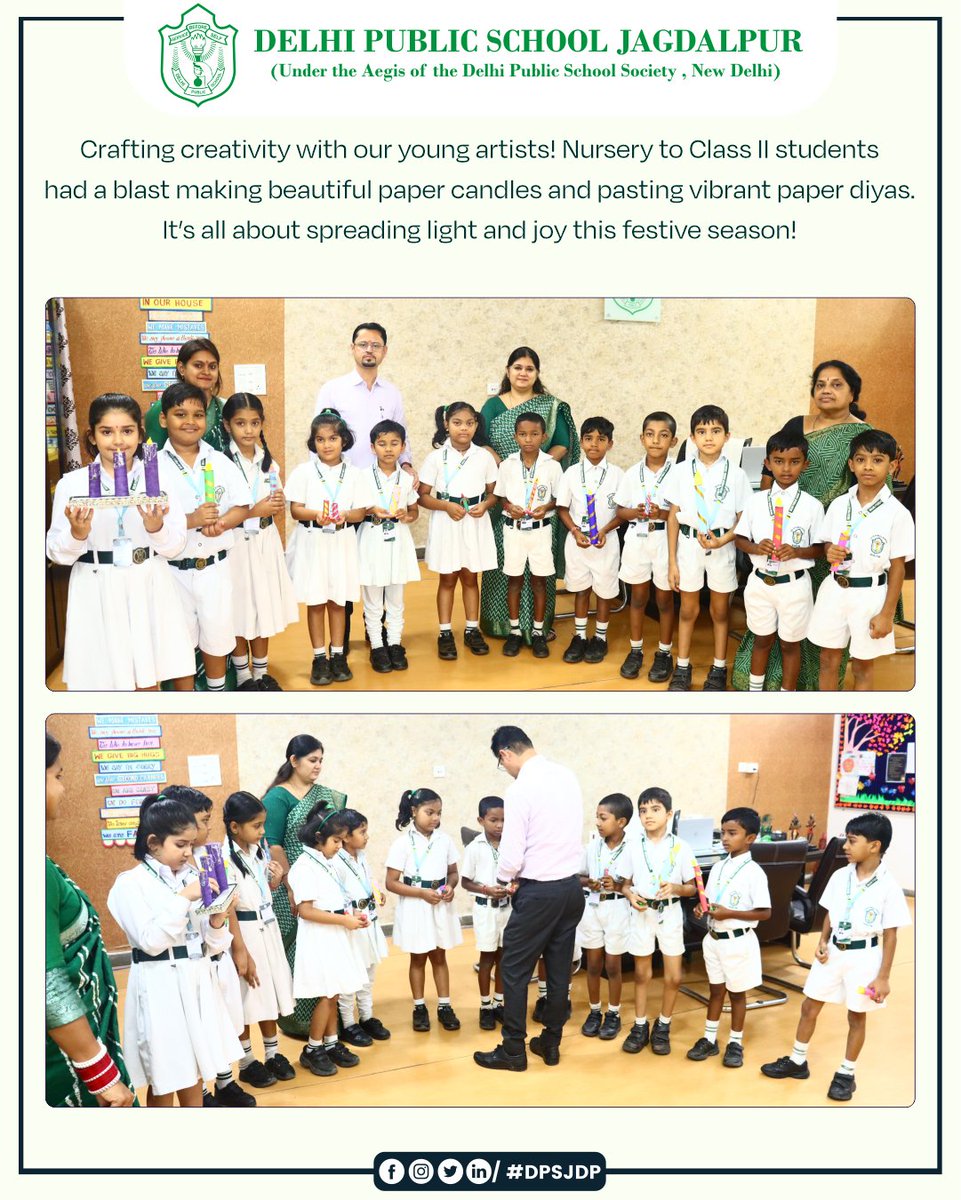 DpsJdp's tweet photo. 🕯✨ Crafting creativity with our young artists! Nursery to Class II students had a blast making beautiful paper candles and pasting vibrant paper diyas. It’s all about spreading light and joy this festive season! #CreativeKids #ArtAndCraft https://t.co/VhN4xIYHmQ