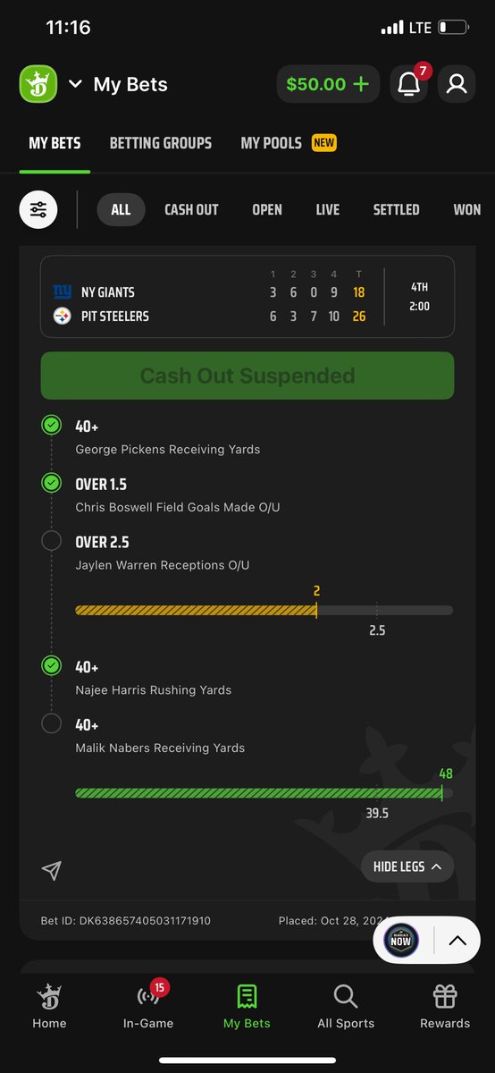 The_Batyote's tweet photo. @DKSportsbook how is this not a forward pass and reception. Literally robbing your customers… https://t.co/F2B7zTHY42