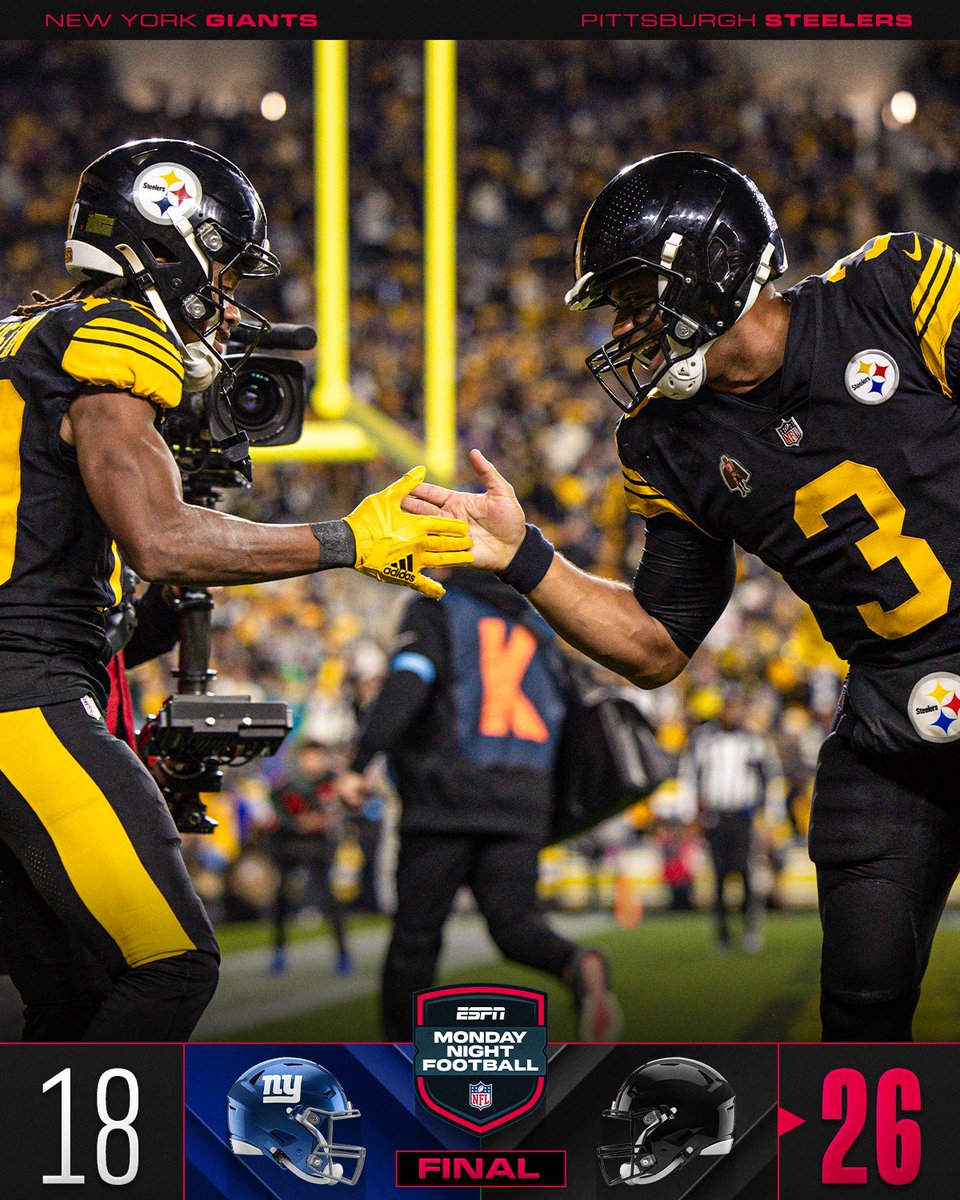 NFL's tweet image. FINAL: The @Steelers get the W on MNF!