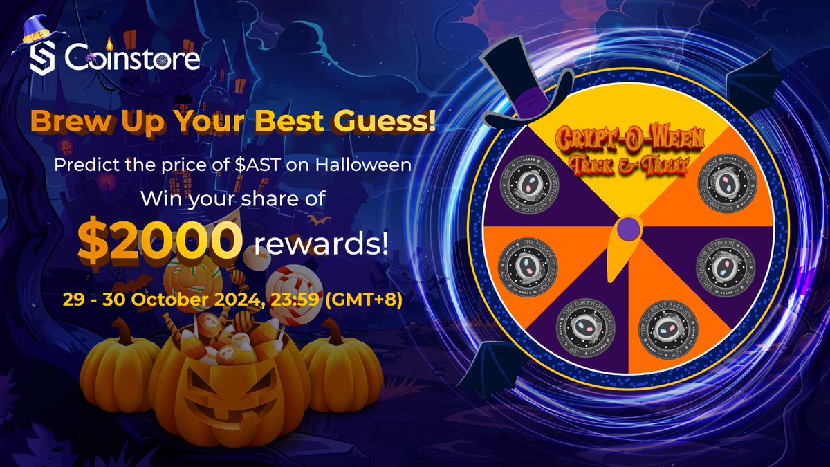 🎃 Brew Up Your Best Guess & Win Big This Halloween! 👻 📊 Predict the  price of $AST within the range of the daily chart for 31 October 2024  (00:00 - 23:59
