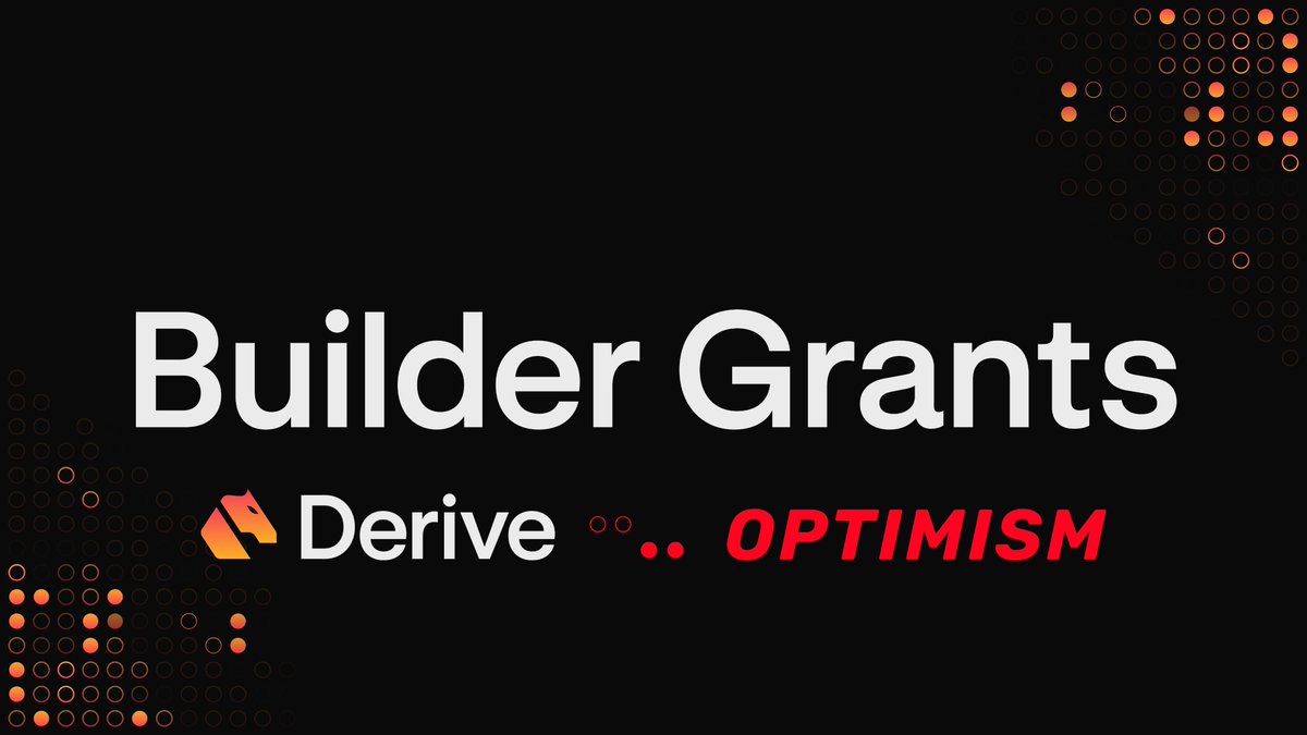 DeriveXYZ's tweet photo. Grants are back!

Derive is launching a Builder Grants program supported by the Optimism Governance Fund.

This initiative will reward community contributions and drive growth on Derive L2, focusing on technical integrations, infrastructure development, and liquidity incentives.

Learn more: https://t.co/kIkDylXgBo